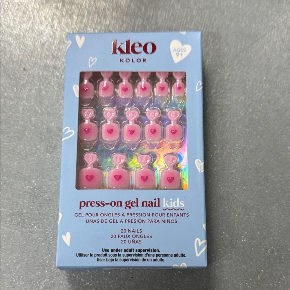 Kleo Kolor Press-on Gel Nails KIDS - Sweet Heart - rec 9+ - NIB